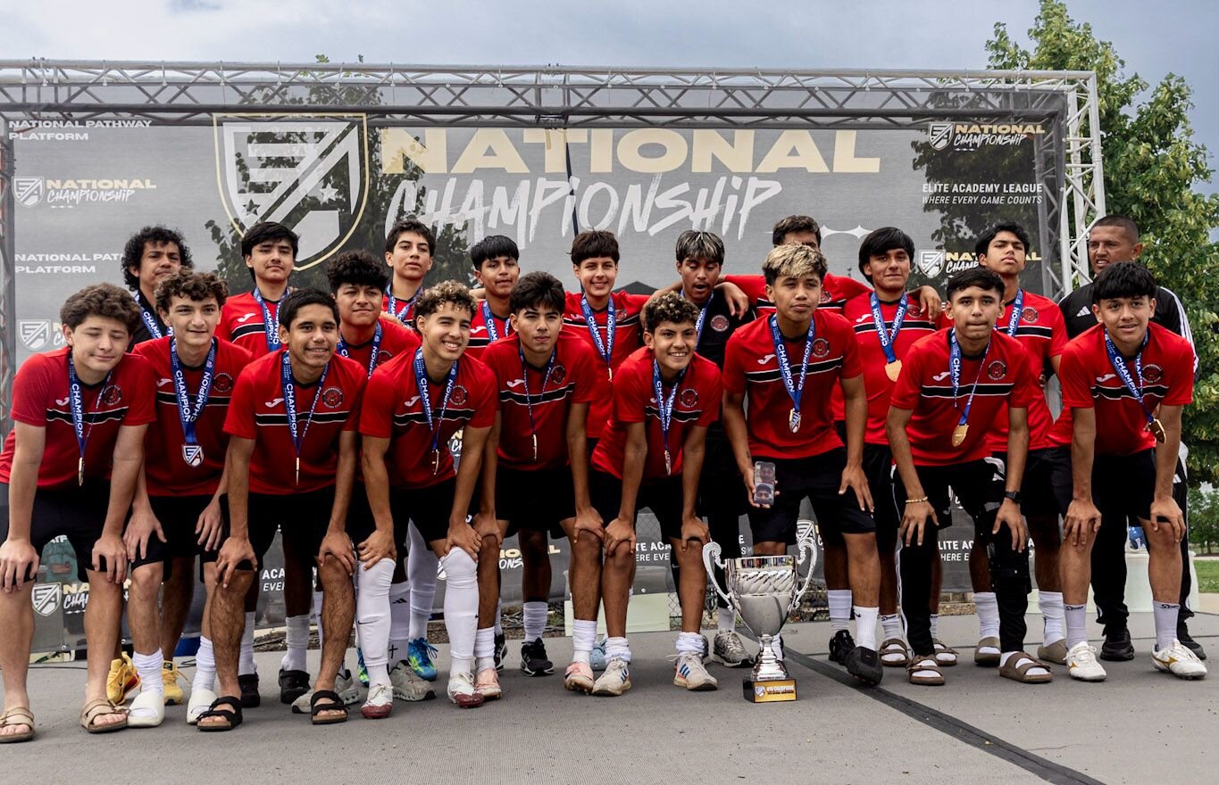 BTX U16 boys celebrating their 2025/2026 Elite Academy League National Championship